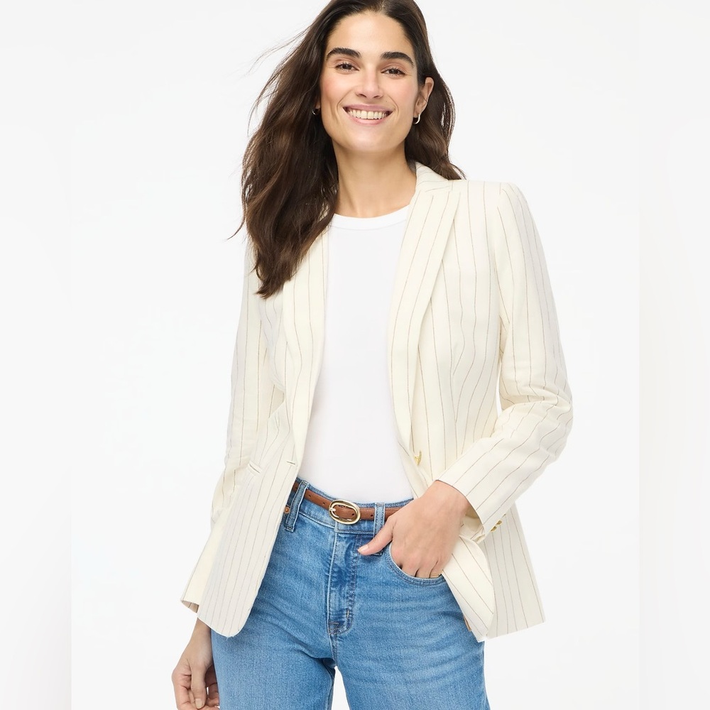 NWT J CREW Linen-blend one-button blazer